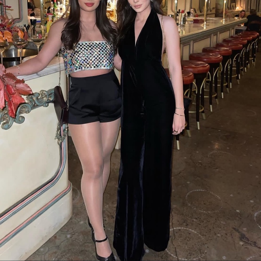 Zara - Black Velvet Halter Jumpsuit